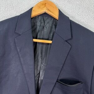 Politix Blazer Jacket Mens 38R Navy Wool Blend Modern Fit Formal Single Breasted